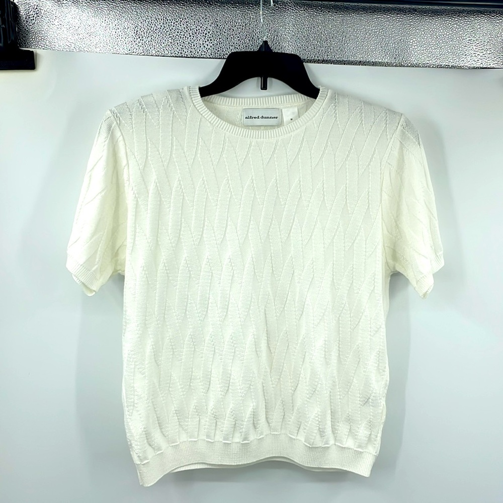 Alfred Dunner knit cream textured light weight sweater blouse Size Medium
